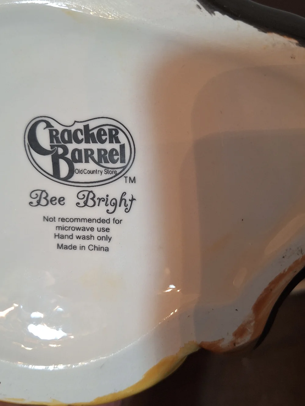 Cracker Barrel Honey Jar with Wooden Dipper - Yellow 4.5